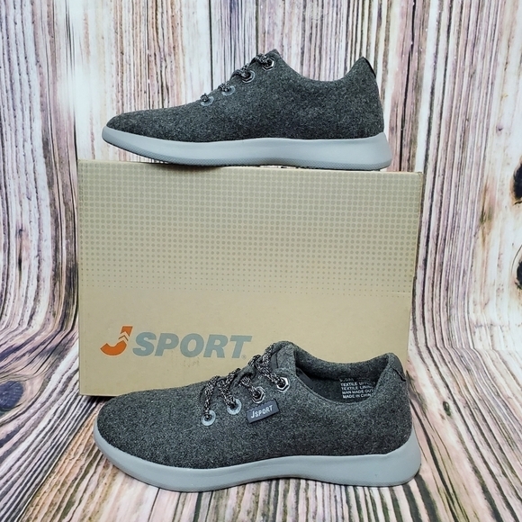 JSport Gray Wool Arrow Casual Lace Up Sneakers - Picture 1 of 14